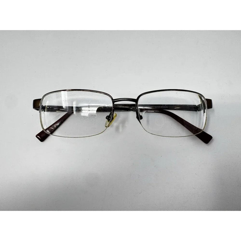 Enhance 3777 Brown Metal Semi Rimless Eyeglass Frames 55-17-145